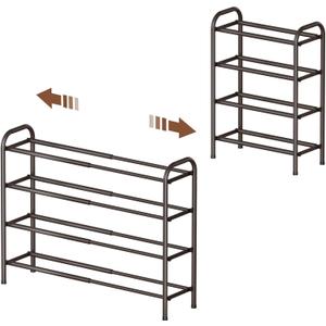 Gonfoam 4-Tier Expandable Shoe Rack,Adjustable Shoe Shelf Storage Organizer Heavy Duty Metal Free Standing Shoe Rack for Entryway Closet Doorway (Bronze)