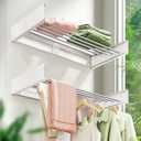 ZdwCyl Wall Mounted Drying Rack,32 inches,Foldbale, Clothes Drying Rack,Laundry Drying Rack Wall Mount,Drying Rack Clothing Space Saver,Retractable,Collapsible,Folding Laundry Rack,White