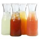 Gibson Home Windchill Set of 4 Large Glass Carafe with Lid, 1 Liter Clear Glass Pitcher, Beverage Serveware Carafe for Mimosa Bar Brunch Cold Water Juice Milk Iced Tea Lemonade - Dishwasher Safe
