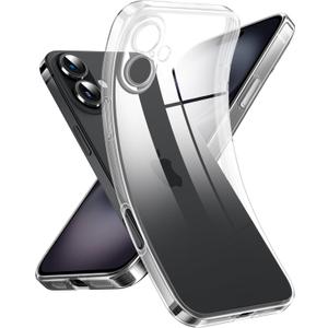 Supdeal Crystal Clear Case for iPhone 16, [Not Yellowing] [Camera Protection] [Military Grade Drop Tested] Transparent Shockproof Protective Phone Case Soft Silicone Slim Cover, 6.1", Transparente