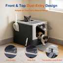 Marchul Stainless Steel Cat Litter Box with Lid & Drawer, Adjustable Front Entry Top Exit Kitty Box, Large Metal Covered Litter Box with Scoop & Litter Mat, Dark Gray