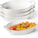Frewinky Au Gratin Baking Dishes,9-inch Ceramic Baking Dish Set with Handles Heat Resistant,Mini Casserole-Dishes for Oven, Porcelain Oval Baking Dishes for Gratin,Casserole and Roasting,White