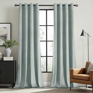 MIULEE Velvet Curtains Misty Blue Elegant Grommet Thermal Insulated Soundproof Room Darkening Curtains/Drapes for Classical Living Room Bedroom Decor 52 x 90 Inch Set of 2