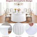 8 Pack White Round Spandex Tablecloths for 60 inch Table, 120 Inch Spandex Fitted Tablecloths, Wrinkle Free Washable Polyester Tablecloth for Wedding, Party, Birthday, Home Decoration