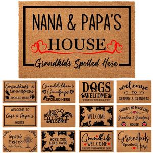 Funny Coir Doormat Gigi Mimi Nana Papa's House Grandkids Spoiled Here Front Porch Decor Mats For The Entrance Way Heavy-Duty PVC Back Non Slip Outdoor Coconut Coir Gift Doormat 23.6 x 15.7 inch