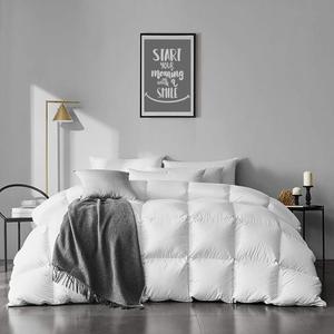 APSMILE Oversized King Feathers Down Comforter - Ultra Soft All Seasons 100% Organic Cotton Duvet Insert Medium Warm Quilted Bed Comforter with Corner Tabs (120x98, White)
