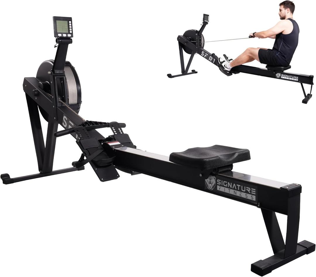 Fitvids Air Rowing Machine for Home,10-Level Adjustable Resistance Professional Indoor Rowers,Commercial Row Machines with LCD Display,Transport Wheels,Comfortable Seat,Adjustable Device Holder