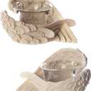 Angel's Wings Tea Light and Votive Candle Holder - Bathroom Fireplace Shelf Ornament - Tealight Holders - Glass - New Home Gifts - Living Room Accessories - Gothic Agel Gifts for Women