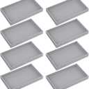 8 Pcs Velvet Jewelry Tray Stackable Jewelry Drawer Organizer Trays 8.3 x 4.7 x 1 Inches Empty Small Jewlery Display Trays for Necklace Bracelet Earring Ring, Beige