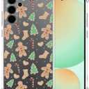 2 x Christmas Phone Case for Samsung Galaxy S24 FE - Clear Soft Flexible TPU Protective Case with Gingerbread Man Design, Anti-Slip Shockproof Holiday Cover for Boys Girls (6.4 Inch)