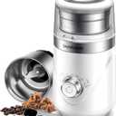 SHARDOR Electric Super Silent Blade Coffee Grinder, Timed Grind Control Rotary Knob, Adjustable Coarse to Fine for Coffee Beans, Spices & Herbs, with 1 Removable Stainless Steel Bowl, White