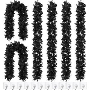 Fovths 6 Pack Halloween Black Fall Maple Garland Decorations 5.8 Feet Maple Leaf Garlands with Hooks Artificial Hanging Foliage Vine Garland for Autumn Halloween Thanksgiving Home Decorations
