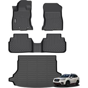 GINOWY- Floor Mats & Cargo Liner for Subaru Forester 2019-2024, TPE All Weather Protection 2024 Forester Car Mats, Non-Slip Trunk Mat Forester, Waterproof Automotive Accessories-Black