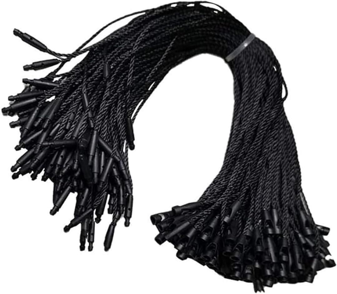 Acuteye 1000Pcs 7.5-inch Hang Tag Nylon String, Easy and Fast to Attach, Nylon Snap Lock Pin Loop Fastener Hook Ties for Clothes Tags, Price Tags, Shoes Snap Lock, Luggage Label (Black)