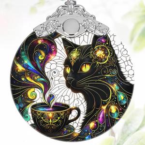 3" Stained Glass Black Cat Ornament, Christmas Ornament, Christmas Ornaments for Tree, Heirloom Keepsake, Gift Exchange, Gift Idea, Bauble Present