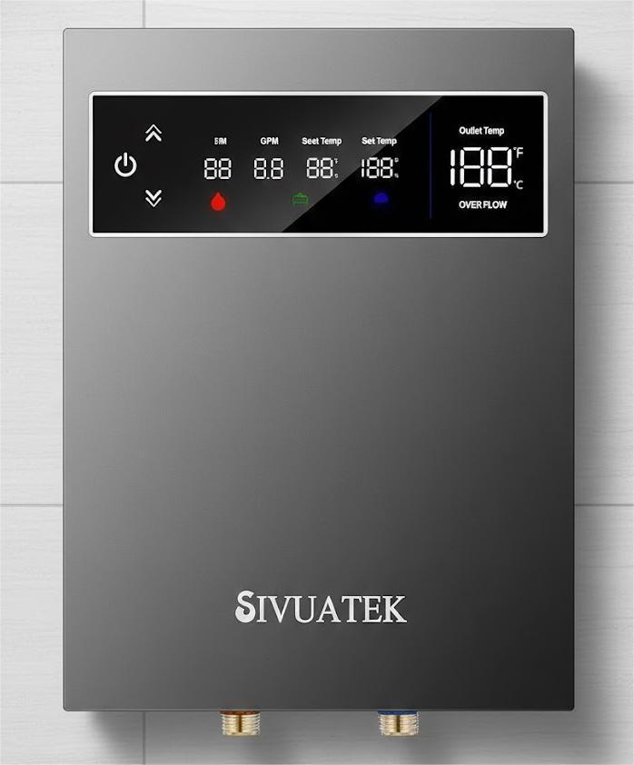 14kW Tankless Water Heater Electric, SIVUATEK 240V Instant On-Demand Hot Water Heater, 2 Point of Use, Self-Modulating, ETL Certified, Endless Water Supply for Home