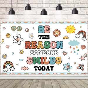 Boho Rainbow Classroom Banner Back to School Backdrop Party Decorations Kids Colorful Classroom Decorations for Kindergarten Preschool Elementary Middle School 70.8 x 43.3 inch