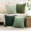 MIULEE Boho Farmhouse Sage Green Throw Pillow Covers 18x18 Inch Set of 4 Mordern Nordic Cushion Covers Soft Corduroy Spring Home Decor for Couch Bed Sofa Living Room Forest Green