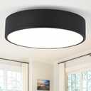 Modern Flush Mount 2-Light Round Black Ceiling Light Fixture, Minimalistic Acrylic Shade Lighting for Bedroom, Laundry Room, Foyer, Hallway (11.8")