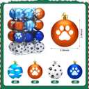 Hollowfly 24 Pcs Blue and Orange Christmas Dog Tree Ornaments 2.36 Inch Sky Cartoon Paw Clouds Christmas Ball Ornaments Set Plastic Shatterproof Xmas Trees Hanging Decorations for Holiday Decor Home