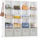 HOMIDEC Closet Organizers and Storage, 16 Cube Storage Organizer, Closet Organizer Bookshelf Cubes Shelves for Clothes, Bedroom, Kids Room, Bathroom, Wardrobe, Garment Racks, White (X-Large)