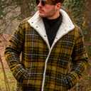 Women's Sherpa Lined Jackets Sherpa Turn-Down Collar Warm Winter Fleece Flannel Jacket for Women Trendy (Large)