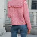 Plaid Quilted Jackets for Women Lightweight Long Sleeve Tie Front Puffer Jacket Warm Winter Coat Outerwear with Pockets (M)