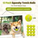 Nobleza Dog Tennis Balls 12 Pack, 2.5 Floatable Squeaky Tennis Ball for Small Medium Dogs, Training Safe Natural Rubber Squeaky Dog Balls for Dogs to Fetch Exercise, Yellow