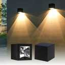 Solar Wall Lights Outdoor Waterproof Solar Fence Light LED Downlights with Warm White & RGB Modes for House Numbers, Address, Mailbox, Deck 2 Pack