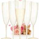 WDF 36-Pack Plastic Champagne Flutes - Gold Glitter Champagne Glasses Disposable - Perfect for Wedding Birthday Bridal Shower Valentine's Day