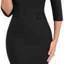 MUXXN Women's 1950s Retro 3/4 Sleeve V Neck Midi Sheath Vintage Cocktail Work Pencil Dresses, Size: XL