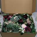 Ling's Moment 9FT Spring Flower Garland - Wedding Arch Flowers, Eucalyptus & Rose, Artificial Floral Garland for Mantle - Sweetheart Table Decor for Reception, Backdrop Decorations, Marsala