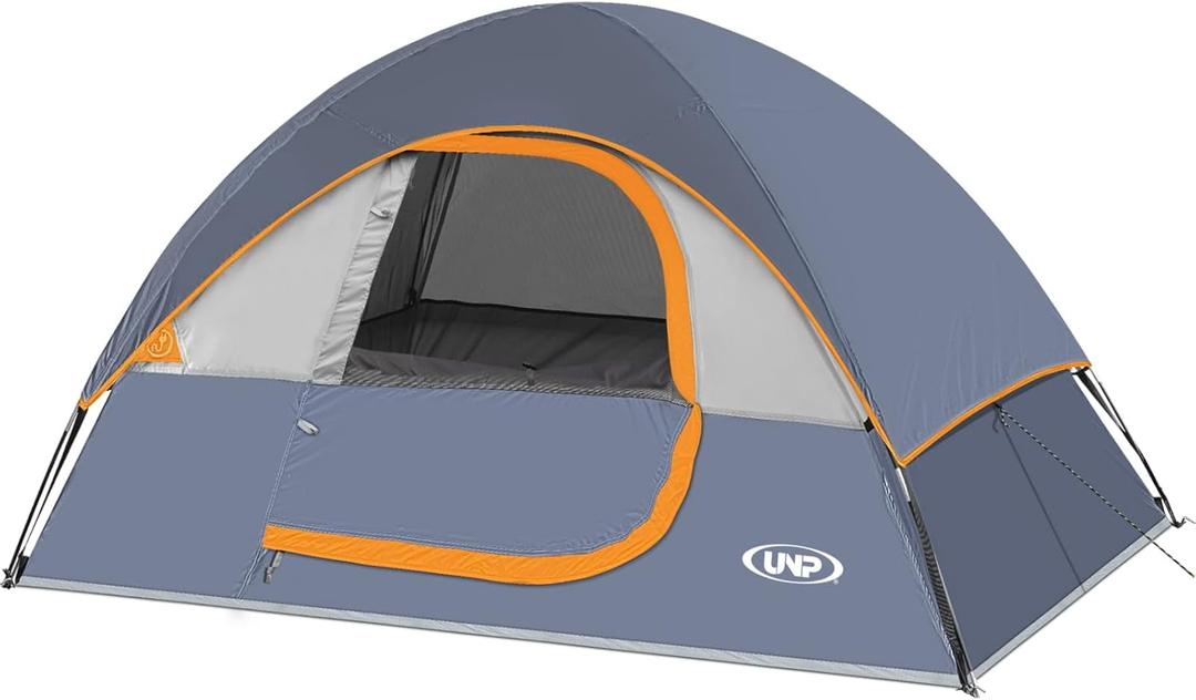 Camping Tent 2-4 Person, Waterproof Windproof Tent with Rainfly Easy Set up-Portable Dome Tents for Camping (Gray)