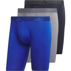 adidas Men's Performance 3-Pack Long Boxer Brief, Underwear Boxer Briefs - 3-Pack Long Men's Underwear Pack (Large, Team Royal Blue/Grey/Legend Ink Blue/Microfiber)