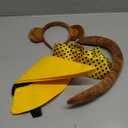 Parma77 4 Pcs Monkey Ears Headband and Tail Set, Monkey Costume Yellow Costume for Adult, Yellow Hat Black Polka Dots Tie for Cosplay Party Accessories