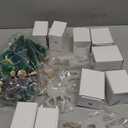 Kasyat 41 Pcs Christmas Village Set LED Lighted Christmas Village Accessories White Houses with Xmas Tree Deer Streetlight Figurines Crafts Town Scene