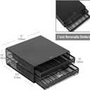 Mind Reader 2 Drawer Coffee Pod Organizer with Removable Dividers, 72 Pod Capacity, Metal Mesh Coffee Station Base with Guided Drawer Track, Black