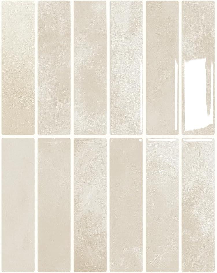 Peel and Stick Backsplash 3D Wall Tiles,Self-Adhesive,Oil Proof,Waterproof, Removable Wall Panels for Kitchen & Bathroom,Modern Design, Easy Install (10.7ft12x9 inch,14 Pack) (Beige)