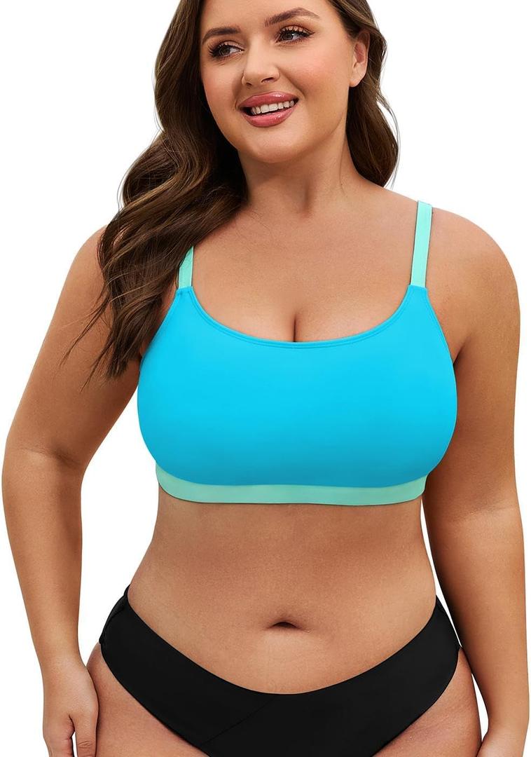 American Trends Plus Size Bikini Top for Women Large Bust Swim Tops Sports Swim Bra with Strong Support, XL