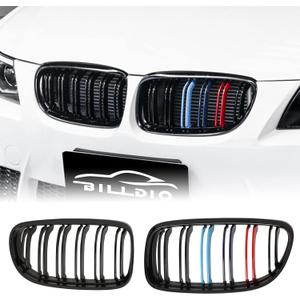 E90 Grille,Front Kidney M Color Grill Compatible with 2009-2011 BMW 3 series E90 323i 328i 328xi 335d 335i 335xi Sedan LCIE91 328i 328xi Touring LCI,Double Slats 2Pcs (2009-2011 E90, Double Slats & M Color)