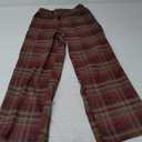 GRAPENT Plaid Pants for Women Wide Leg High Waisted Tartan Work Business Casual Elastic Waist Trousers Pants with Pocket (Medium, Brown & Gray)