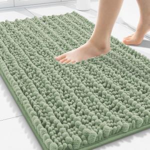 Smiry Bathroom Rugs Mat 30x20, Extra Soft Absorbent Chenille Bath Rugs, Non Slip Rubber Backing Machine Washable Quick Dry Bath Mats for Bathroom Floor, Tub, Shower, Home Decor Accessories, Sage Green