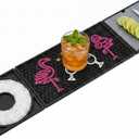 24x6 Trifold Bar Mat with Cutting Board,Flamingo Pattern