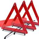 DSV Standard Warning Triangles, Reflective Triangles with Reinforced Cross Base and Carrying Case, Safety Triangles, 3-Pack