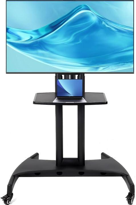 FAHKNS Mobile TV Cart - Rolling TV Stand with Adjustable ShelfPortable Mobile TV Stand for 32-75 Inch TVs132 LBS Weight Capacity Suitable for Living Room/Bedroom/Office