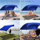 Beach Tent Sun Shelter UPF50+ with Sandbags, Sand Shovel & Windproof Poles - Portable Pop Up Canopy for Beach, Camping, Picnics, Backyard & Fishing (Royal Blue,6.9x6.5FT)