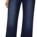 Women's High Waisted Jeans Pants Stretchy Pull On Bootcut Flare Jean Leggings with Pockets Wide Leg Casual Trousers, 12