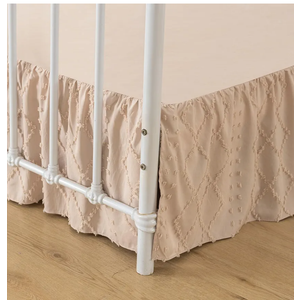 Bed Skirt Queen Size，Ruffled Cream Bed Skirt with Split Corners，Queen Bed Skirt 14 Inch Drop, Boho Tufted Shabby Chic Queen Size Bed Skirt, Bed Skirts Queen Size