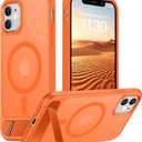 Temdan Magnetic Compatible with iPhone 11 Phone Case, [Built-in Invisible Kickstand][Compatible with MagSafe] [Military Grade Shockproof] Slim Translucent Matte Phone Case for iPhone 11 6.1" (Orange)