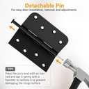 Luxbaro 3 Pack Black Door Hinges 4 Inch, Exterior Door Hinges with Square & 5/8" Radius, Removable Pin, Perfect for Heavy-Duty Front & Back Door, Anti-rust & No Squeaks